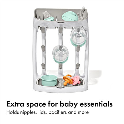 OXO Tot Space-Saving Bottle Drying Rack, Baby Bottle Organizer, Grey