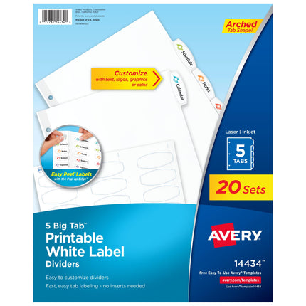 Avery Big Tab Printable White Label Dividers with 