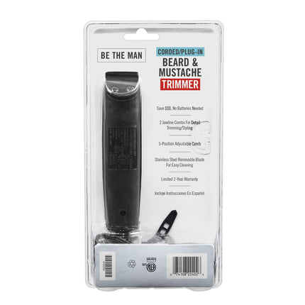 Recortador de barba ConairMAN para hombres incluye recortador de vello de nariz y orejas y peine de 5 posiciones, kit de aseo para hombres de 4 piezas, con cable