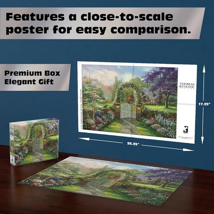 Buffalo Games – Thomas Kinkade Hummingbird Cottage 1000-Piece Jigsaw Puzzle for Adults, Premium Silver Select Puzzle with Foil Accents