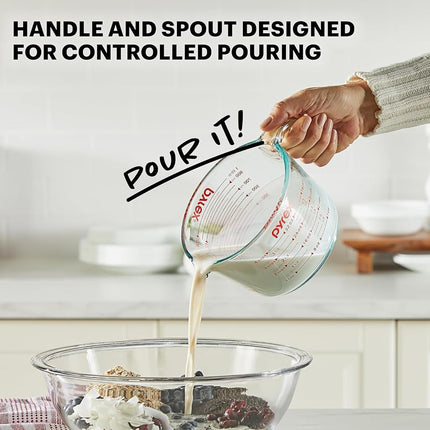 2-Piece Glass Measuring Cup Set, Includes 1-Cup, and 2-Cup Tempered Glass Liquid Measuring Cups, Dishwasher, Freezer, Microwave, and Preheated Oven Safe, Essential Kitchen Tools