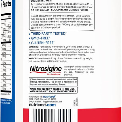 Nutricost Pre-Workout Complex Powder Fruit Punch (30 Serv)