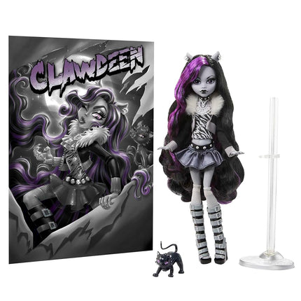 Monster High Doll, Clawdeen Wolf in Black and White, Reel Drama Collector Doll, Doll-Size and Life-Size Posters, Horror Flick Theme, Toys and Gifts