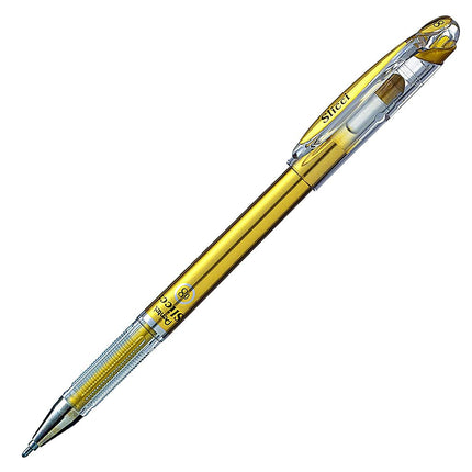 Pentel Arts Slicci Liquid Gel Rollerball Pen, Art, Sketching, Journaling, 0.8mm, Bold Point, Metallic Gold Ink, BG208X, Box of 12