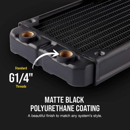 Corsair Hydro X Series, XR5 280 mm Water Cooling Radiator (Dual 140 mm Fan Mounts, Easy Installation, Premium Copper Construction, Polyurethane Coating, Integrated Fan Screw Guides) Black