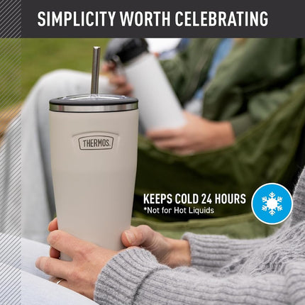THERMOS ICON Series by Stainless Steel Cold Tumbler with Straw, 24 Ounce, Glacier