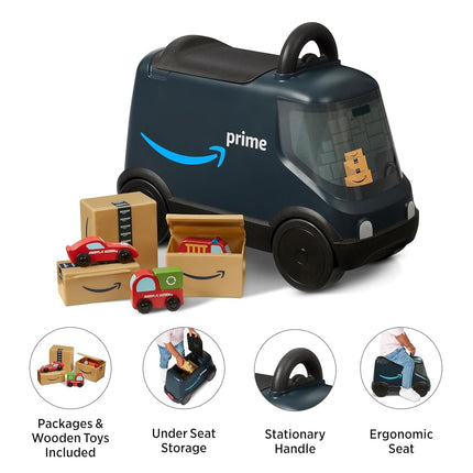 Amazon Delivery Van Ride On Toy for Kids, Blue Toddler Ride on Toy for Ages 2+, Amazon Exclusive