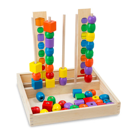 Melissa & Doug Bead Sequencing Set with 46 Wooden Beads and 5 Double-Sided Pattern Boards