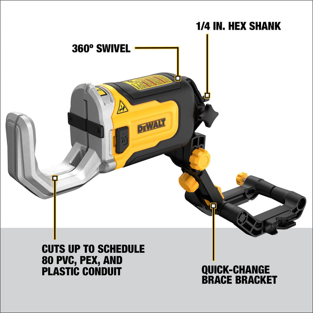 DEWALT Impact Connect PVC/PEX Cutter with Brace Bracket (DWAPVCIR)