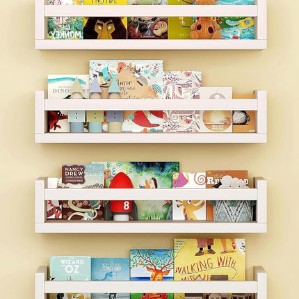 Onlysky Set of 4 Wall-Mounted Kid's Bookshelf - Wh
