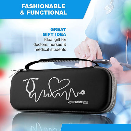 Primacare KB-9397-BK Stethoscope Case, SUPPLIES INCLUDED, Black with Multiple Compartments, Portable and Lightweight First Aid Kit Bag with Vital Medical Supplies, Nursing Accessories for Nurses
