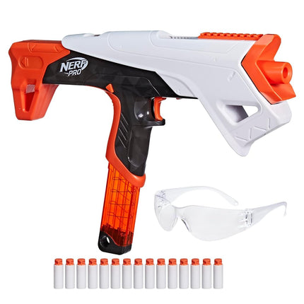 Nerf Pro Torrent Half Length Dart Blaster, 150 FPS, 15 Darts, Pump Action, Glasses, Ages 14+