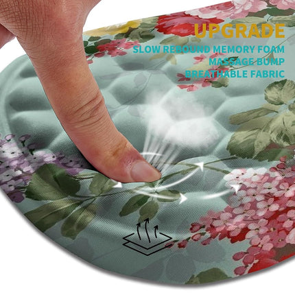 Hokafenle Ergonomic Mouse Pad Wrist Support, Wrist Rest Mousepad for Carpal Tunnel Pain Relief with Integrated Memory Foam Slope Massage Bulge (11.8x7.9 inch,Graceful Peony