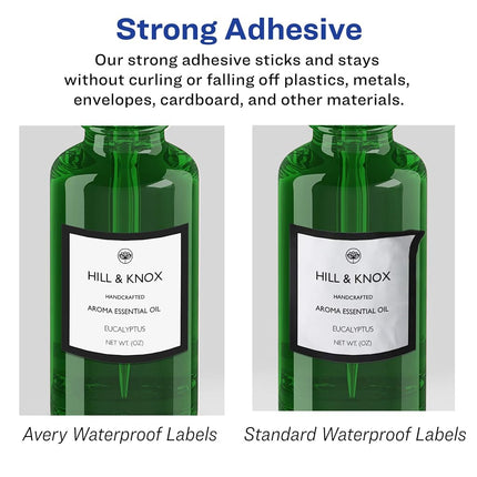 Avery Waterproof Square Labels with Sure Feed, Print to The Edge, 3" x 3", 300 White Labels (36577)