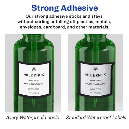 Avery Durable Waterproof Square Labels with Sure Feed, 2.75" x 2.75", 150 Oil and Tear-Resistant Waterproof Labels, Print-to-The-Edge, Laser/Pigment-Based Inkjet Printable Labels