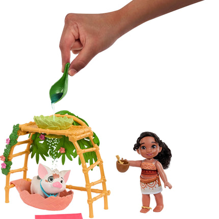 Mattel Disney Moana 2 Simea y Pua Set de juego Hora del baño con muñeca, amigo animal, bañera y más de 10 accesorios, juguetes inspirados en la película