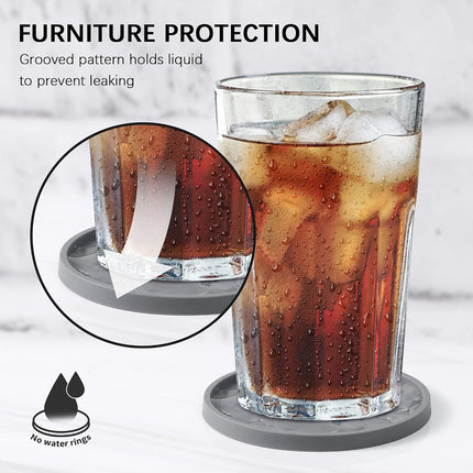 ME.Fan Silicone Coasters [6 Pack] Coasters with Holder - Drinking Coasters - Cup Mat for Drinks - Live for Hot or Cold Drink Thickened, Deep Tray Ether