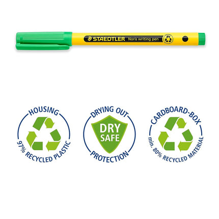 STAEDTLER Noris - Handwriting Pen - Pale Green - Box of 10, 307-550