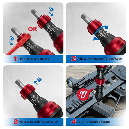 SUERCUP 10-60In.lb 1/4" Torque Screwdriver 36 PCS Set with T-bar, Hex, Torx, and Phillips S2 Bits,Torque Wrench Screwdriver for Scope and Car, Bike Mounting and Home DIY