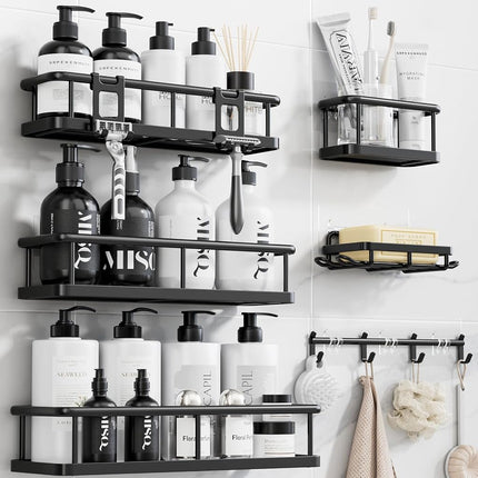 YASONIC Shower Caddy, 100% Rustproof Shower Shelves for Inside Shower, No Drilling Bathroom Organizers and Storage, 6 Pack Large Capacity Bathroom Caddy for Kitchen & Home Decor