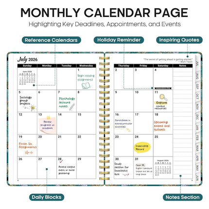 Planner 2026-2027, Jul 2026-Jun 2027 Monthly & Weekly Planner Calendar