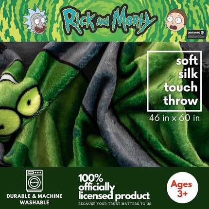 Franco Collectibles Pickel Rick & Morty Bedding Super Soft Plush Cozy Throw, 46 in x 60 in, (Officially Licensed Product)