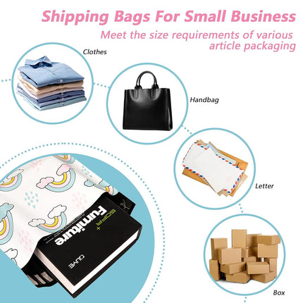 Poly Mailers 10x13 Inch 100 Pcs - Rainbow Printed Shipping Bags, 2.4mil Thickness, Waterproof and Tear Resistant Mailing Envelopes, Self-Sealing Packaging Bags for Small Business