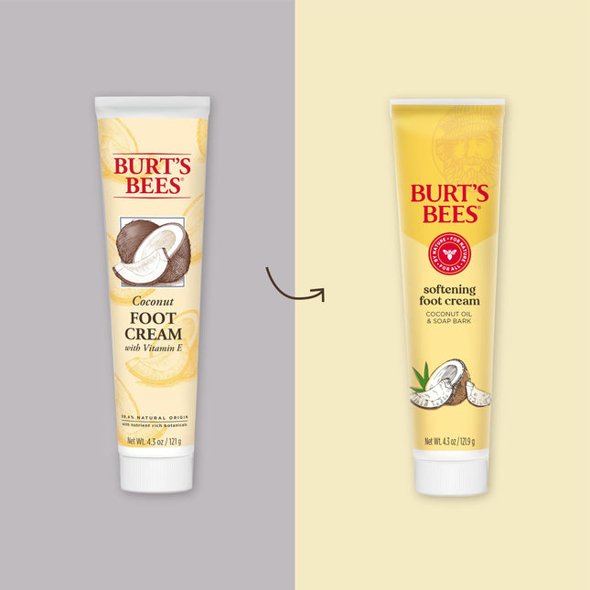 Crema para pies de coco de Burt's Bees - Tubo de 4.34 onzas (paquete de 3)