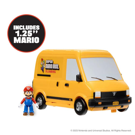 Super Mario Bros Movie Van Playset by Jakks Pacific, Officially Licensed, Transforming Vehicle Toy with 3 cm Mario Figure, Warp Pipe & Movie Scenes, Nintendo Action Figure Playset for Kids Ages 3+