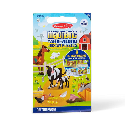 Melissa & Doug Take-Along Magnetic Jigsaw Puzzles Travel Toy � On The Farm (2 15-Piece Puzzles)