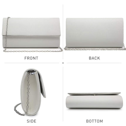 Dasein Bolso de Noche para Mujer, Brillante, con Purpurina, de Mano, para Boda, Fiesta, Cóctel, Graduación, Blanco, Talla Única
