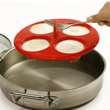 Norpro 9900 Silicone 4 Egg Poacher, Red