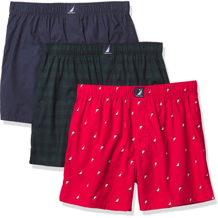 Nautica Men's Classic Cotton 3-Pack Woven Boxer Sh