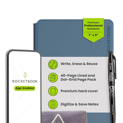 Rocketbook New Pro 2.0 Smart Notebook | Steel Blue