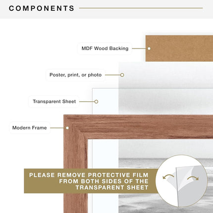 MCS Museum Poster Frame 24x36 Medium Oak Woodgrain, Vertical & Horizontal Wall Hanging Large Picture Frame for Photos, Posters & Art Prints (1-Pack)