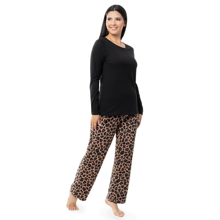 Fruit of the Loom Women's Sueded Jersey Crew Top and Fleece Pants Sleep Set Sueded Jersey Crew Top and Fleece Pant Sleep Set - - L