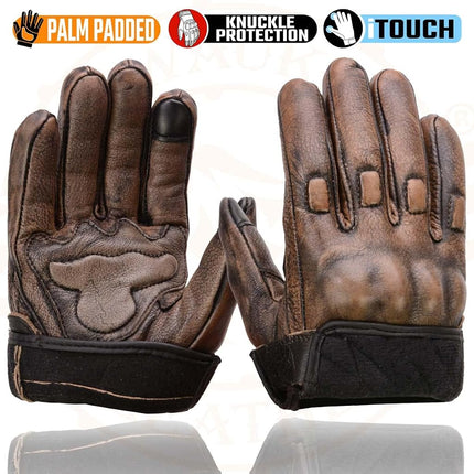 Milwaukee Leather MG7514 Gants de moto en cuir marron pour homme compatibles écran tactile avec paume en gel et protection des phalanges - Taille XL