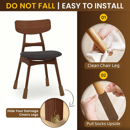 Chair Leg Socks 16/24/32 Pcs Brown Furniture Leg Covers Floor Protectors