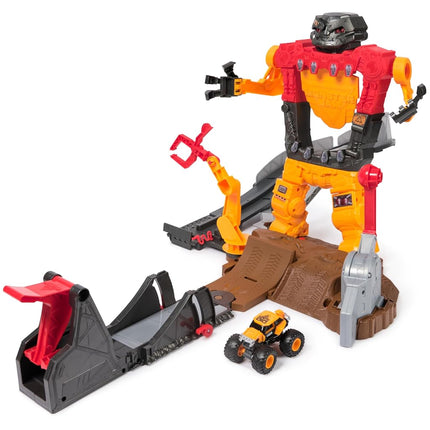 Monster Jam Smash & Bash SmashBot Playset with Launcher, Exclusive 1:64 Scale Monster Truck, 15-Inch Repairable Robot, Kids Toys for Boy and Girls Age 3 and up