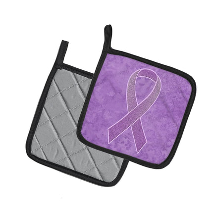Caroline's Treasures Lavender Ribbon for All Cancer Awareness Pair of Pot Holders, 7.5HX7.5W, Multicolor