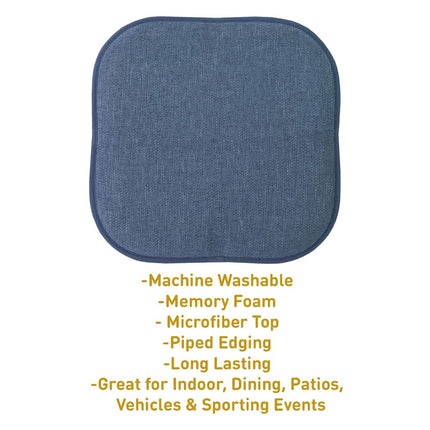 Sweet Home Collection Chair Cushion Memory Foam Pads Honeycomb Pattern Slip Non Skid Rubber Back Rounded Square 16" x 16" Seat Cover, Alexis Denim - 6 Pack