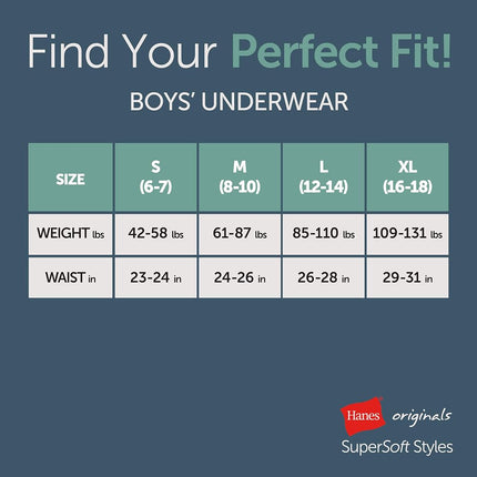 Hanes Boys' Big Originals Supersoft Boxer Briefs, Viscose from Bamboo Underwear, 5-Pack, Blue, Grey, Black, Green, X-Large