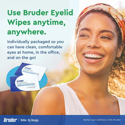 Bruder Hygienic Eyelid Cleansing Wipes | Rinse-Free Exfoliating Wipes Remove Excess Oil and Debris from Eyelids & Lashes | Remove Make Up & Oil l Eye Care l Eye Cleanse l Non-Allergenic l 30 Count Box