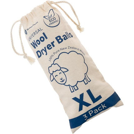GE Appliances Wool Dryer Balls, XL Reusable Natural Fabric Softener Made of 100% Pure New Zealand Wool, Set of 3