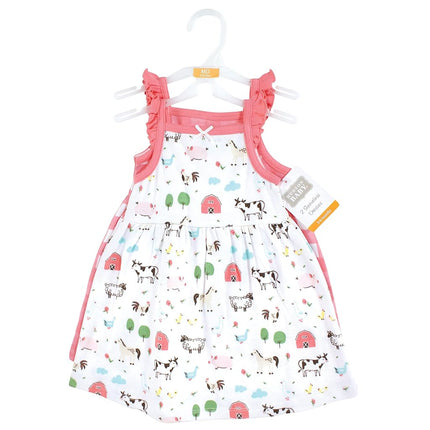 Hudson Baby Baby Girls' Cotton Dresses, Farm Animals, 0-3 Months