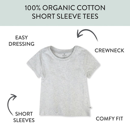 HonestBaby Multipack Short Sleeve T-Shirt Tee 100% Organic Cotton Infant Baby, Toddler, Little Kids Boys, Girls, Unisex, Earth Tones, 0-3 Months