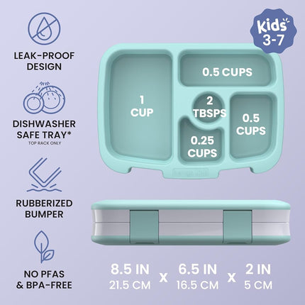 Bentgo Kids Prints Leak-Proof, 5-Compartment Bento-Style Kids Lunch Box - Ideal Portion Sizes for Ages 3-7, Durable, Drop-Proof, Dishwasher Safe, & Made with BPA-Free Materials (Sea Life)