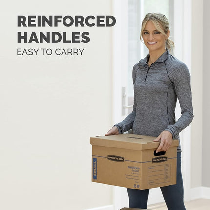 Bankers Box Large Classic Moving Box 5 Pack, Reinforced Handles, Tape-Free Assembly, Box with Lid, 21-in x 17-in x 17-in (7718201)