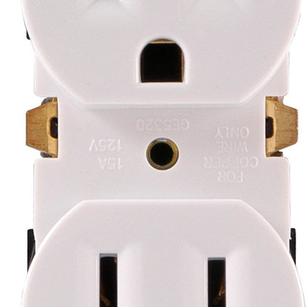 GE Duplex Receptacle Electrical Outlet, 3 Prong Electrical Socket, White, Wall Outlet, Easy Install, 15 Amp, UL Listed, in-Wall Receptacle, 54864, 1 Pack