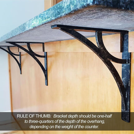 Ekena BKTM01X05X08SGL Galveston Wrought Iron Bracket, Steel, 1 1/2" W x 5 1/2" D x 8" H (Single Center Brace)